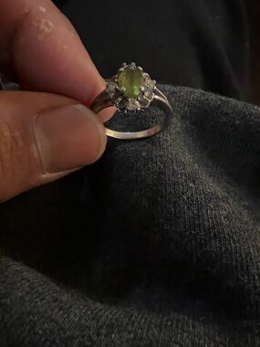 Sterling Silver Green Gemstone Halo Ring